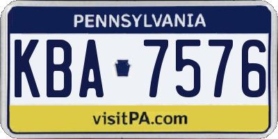 PA license plate KBA7576