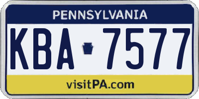 PA license plate KBA7577