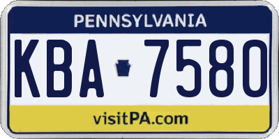PA license plate KBA7580