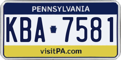 PA license plate KBA7581