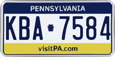 PA license plate KBA7584