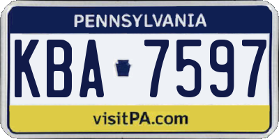 PA license plate KBA7597
