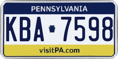 PA license plate KBA7598
