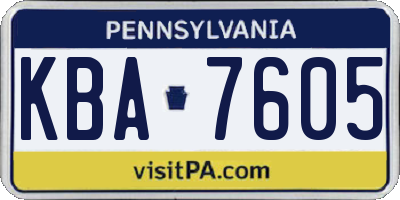 PA license plate KBA7605