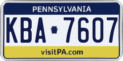 PA license plate KBA7607