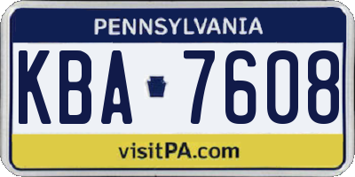 PA license plate KBA7608