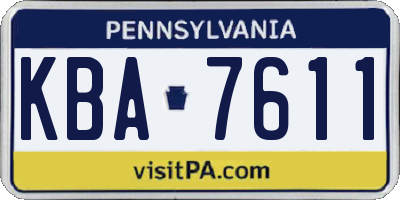 PA license plate KBA7611
