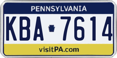 PA license plate KBA7614