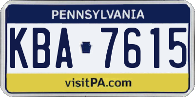 PA license plate KBA7615
