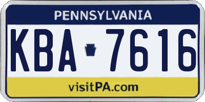 PA license plate KBA7616