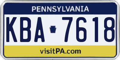 PA license plate KBA7618