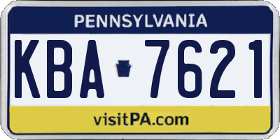 PA license plate KBA7621