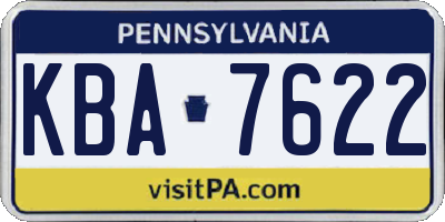 PA license plate KBA7622