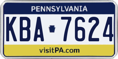 PA license plate KBA7624