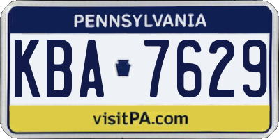 PA license plate KBA7629