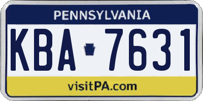 PA license plate KBA7631