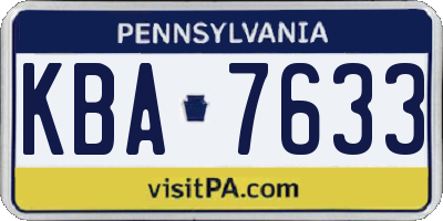 PA license plate KBA7633