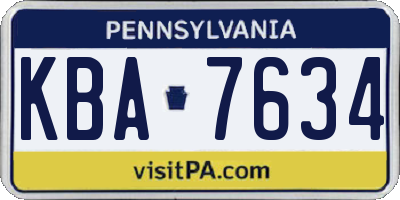 PA license plate KBA7634