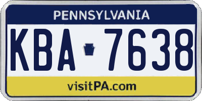 PA license plate KBA7638