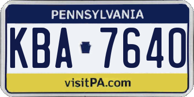 PA license plate KBA7640