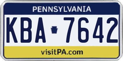 PA license plate KBA7642