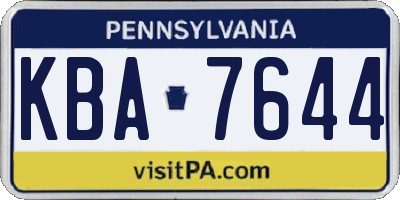PA license plate KBA7644