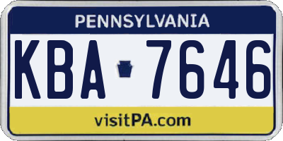 PA license plate KBA7646