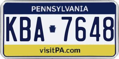 PA license plate KBA7648