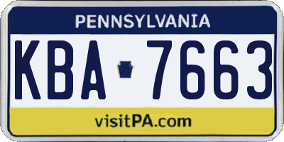 PA license plate KBA7663