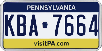 PA license plate KBA7664
