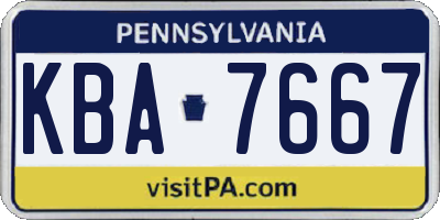 PA license plate KBA7667