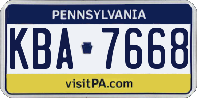 PA license plate KBA7668