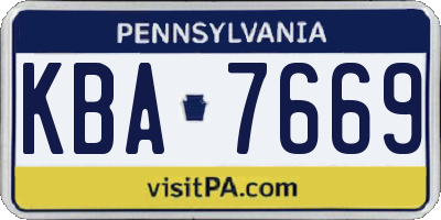 PA license plate KBA7669