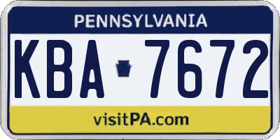 PA license plate KBA7672