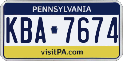 PA license plate KBA7674