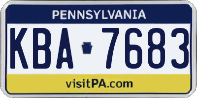 PA license plate KBA7683