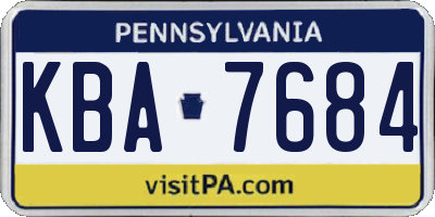 PA license plate KBA7684