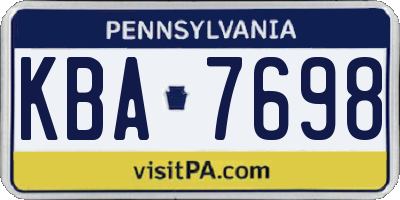 PA license plate KBA7698