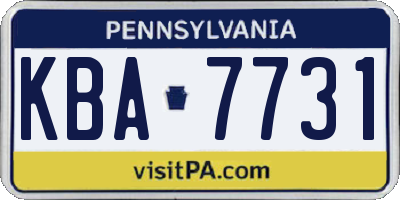 PA license plate KBA7731