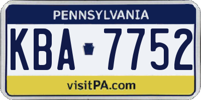 PA license plate KBA7752