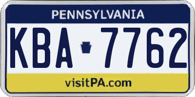 PA license plate KBA7762