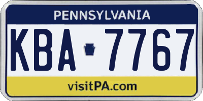 PA license plate KBA7767