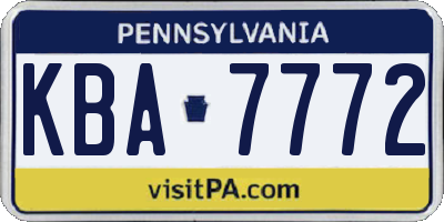 PA license plate KBA7772
