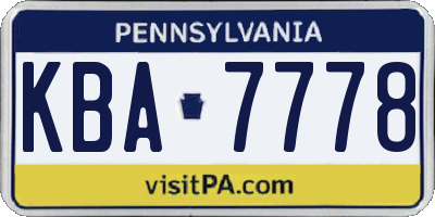 PA license plate KBA7778