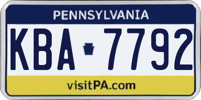 PA license plate KBA7792