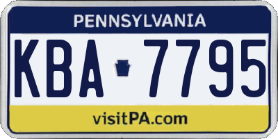 PA license plate KBA7795
