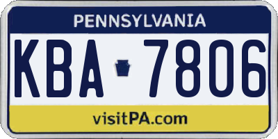 PA license plate KBA7806