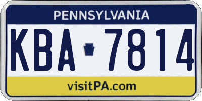PA license plate KBA7814