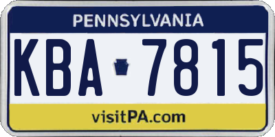 PA license plate KBA7815