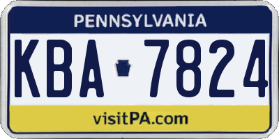 PA license plate KBA7824
